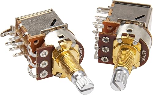 Miniatura 4 de 2 piezas Yootones A500K Push Push Push Guitar Potenciómetros Potenciómetros largos de cobre con eje dividido compatible con accesorios de guitarra