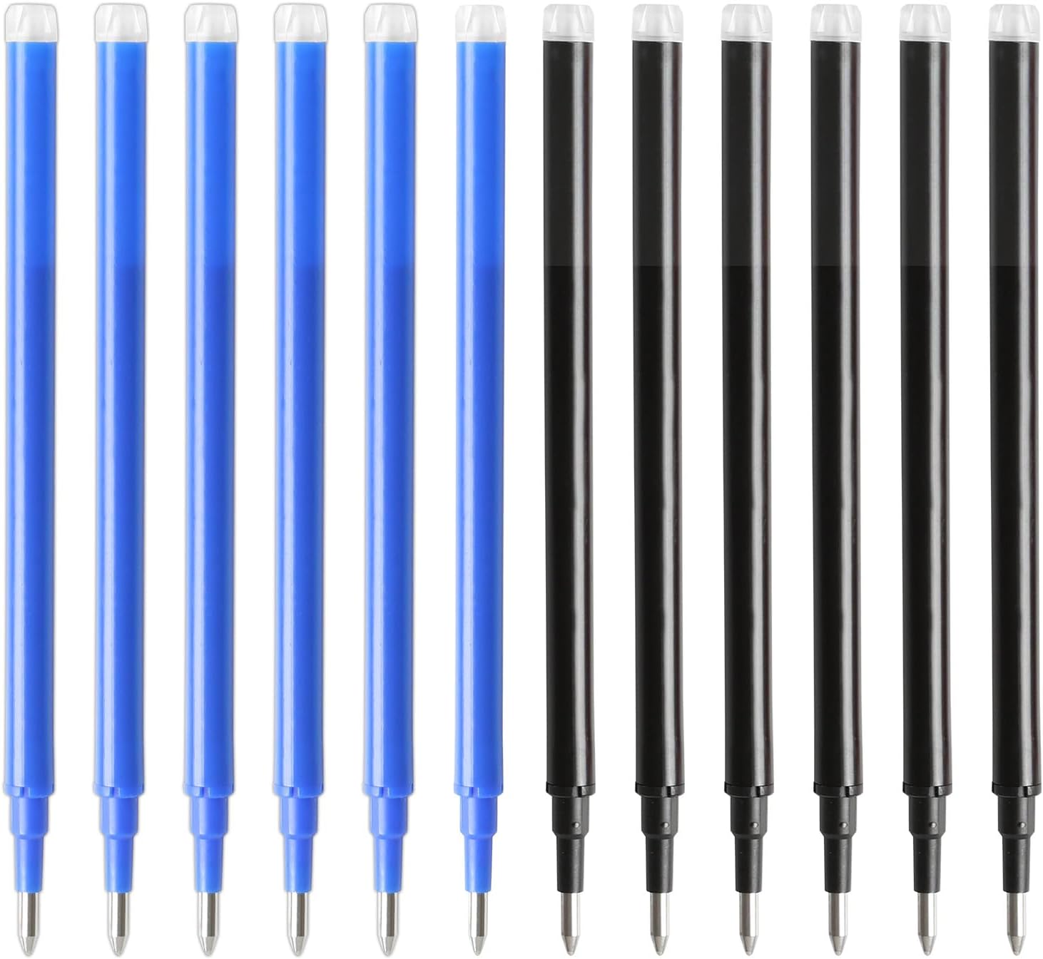 12Pcs Erasable Pen Refills Compatible with Pilot Frixion Pens, 0.7MM Fine Tip Smooth Writing Gel Ink Refill for Most Rollerball Pens Students Back to School Stationary Office Supplies (6 Blue 6 Black)