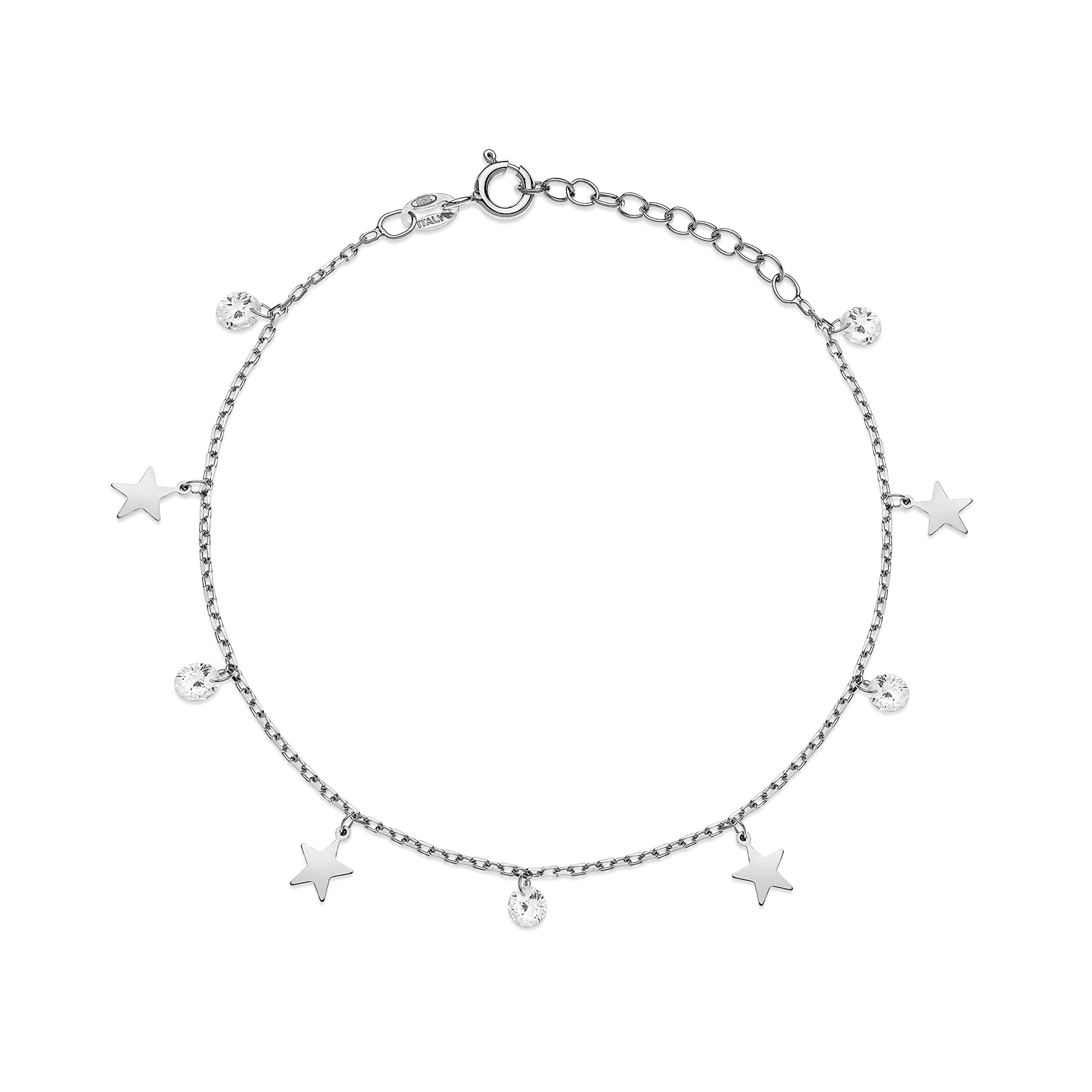 Aka Gioielli Bracciale Donna Argento 925 Rodiato Con Stelline E Cristalli - Regolabile 18-21 Cm, Fatto In Italia, Regalo Perfetto - 3