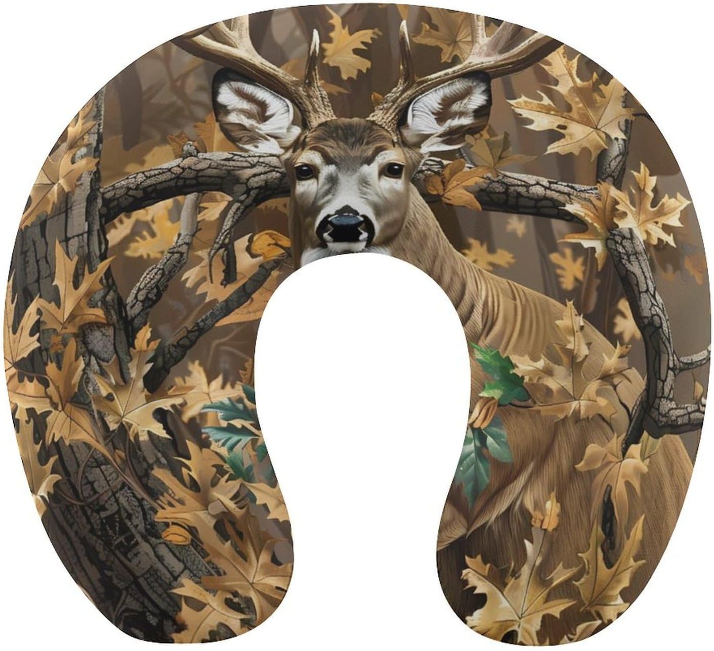 Cool Deer Camouflage Hunting Funny Travel Pillow U Shaped Memory Foam Neck Pillows Portable for Flight Car Home Office