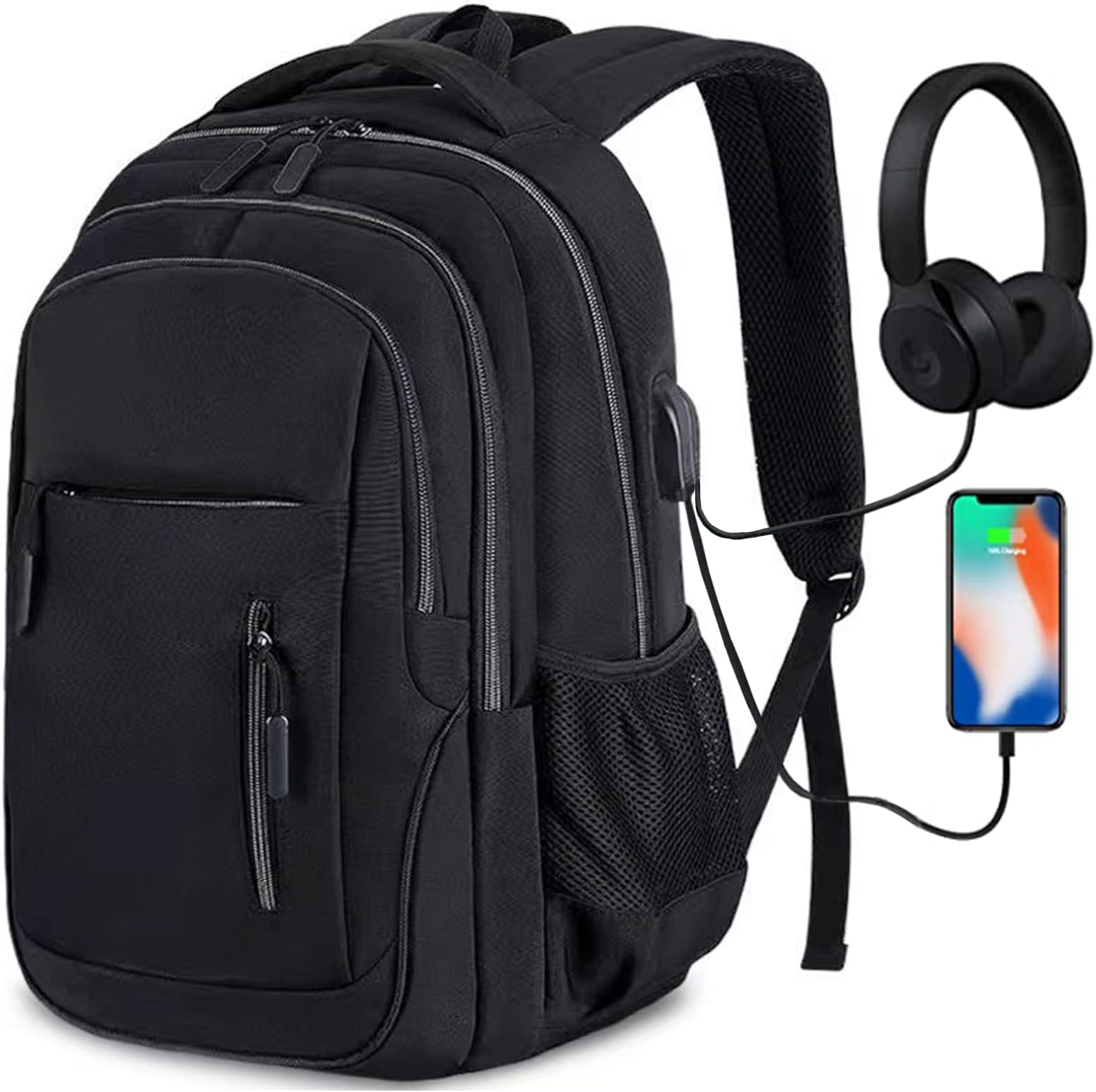 Qiccijoo Laptop Backpack for Men & Women Business Travel Backpack with Usb Charging Port College School Computer Backpack Fits 15.6 Inch Laptop Notebook