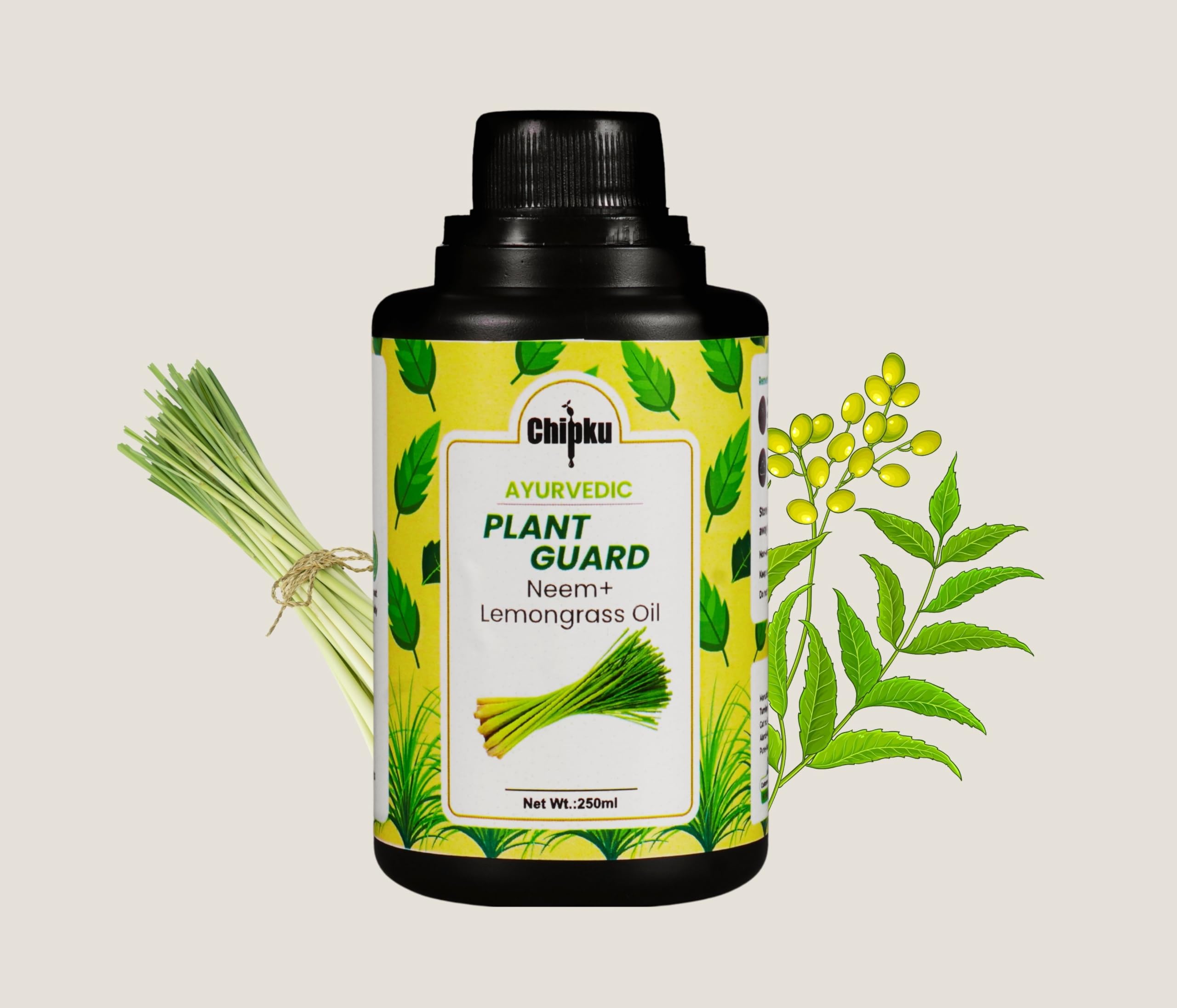 Chipku Ayurvedic Plant Guard 250ml Neem Oil + Lemongrass Oil Spray Formulation Concentrate | 100% Organic Plant Protector | Powerful Pest Control for Indoor & Outdoor Use For Making 50 Neem Spray Bottles-image-47