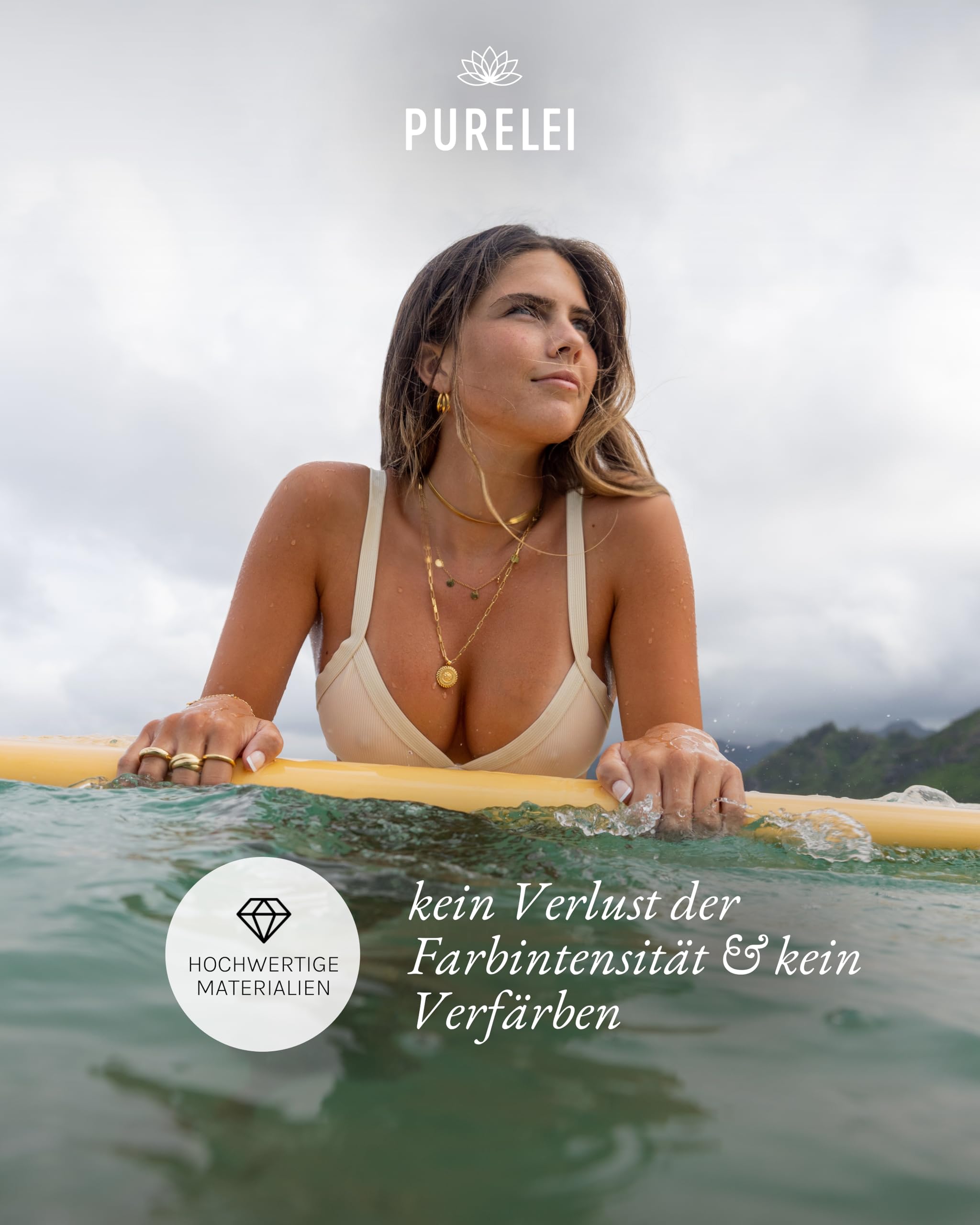 Purelei Kalea Kette Damen – Halskette Damen aus langlebigem Edelstahl – Wasserfeste Kette mit Anhänger – 40-45 cm Länge verstellbar – Halskette für deinen individuellen Look