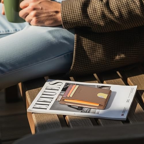 Miniatura 198 de Buffway - Billetera delgada minimalista de cuero con protección RFID para hombre y mujer