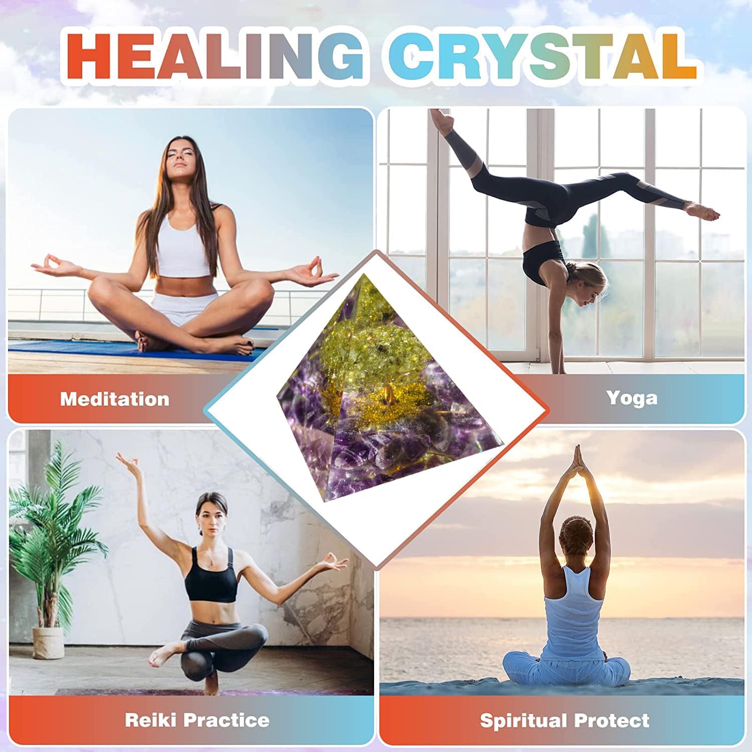 Tree of Life Orgone Pyramid for Positive Energy, Orgonite Peridot&Amethyst Healing Crystal Pyramids for Reduce Stress Chakra Reiki Healing Meditation Attracts Lucky and Success - Image 8