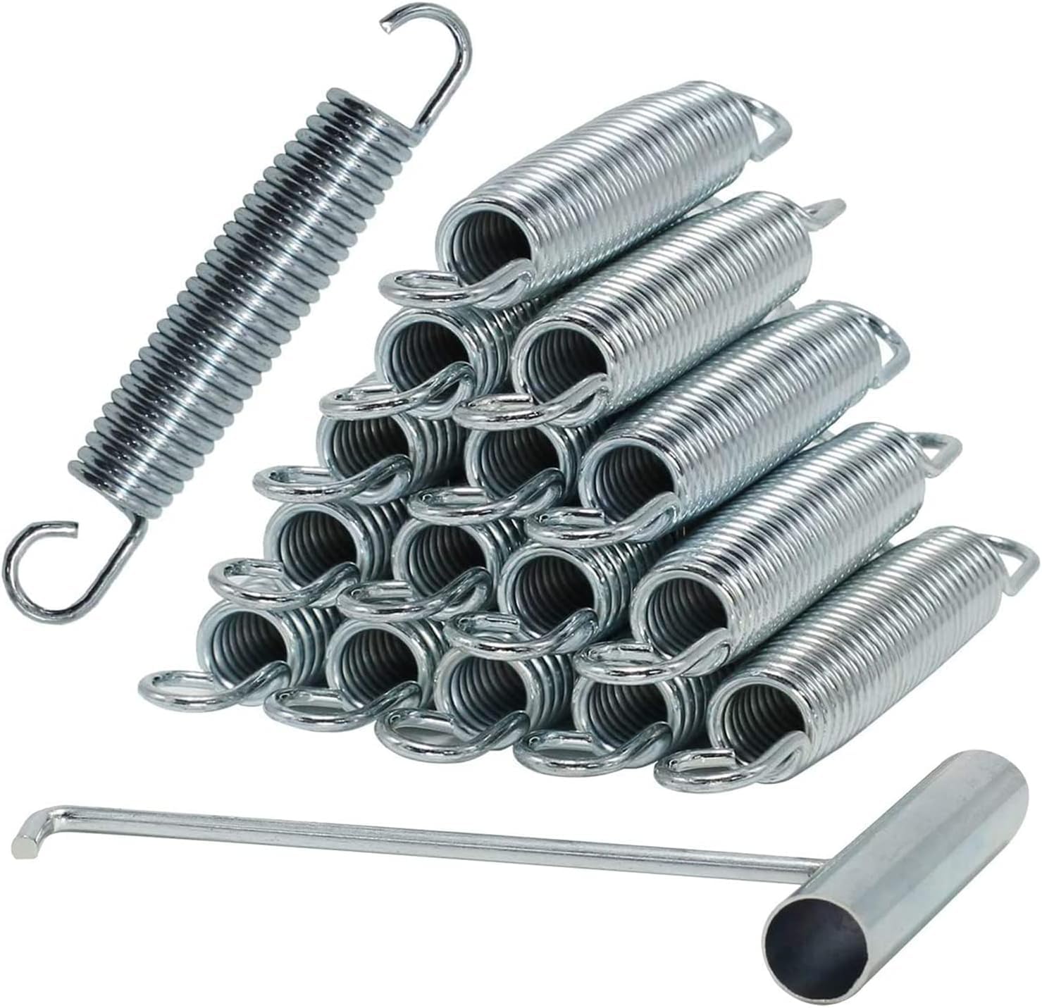 KeFanta Trampoline Springs for 8ft/10ft/12ft/14ft Trampoline,Heavy-Duty Galvanised 5.5Inch Replacement Springs 16pcs+1pc Puller tool