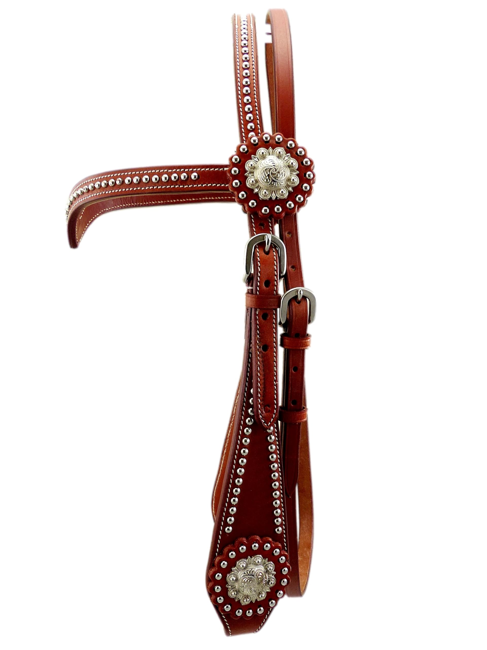 Westerntrense Kopfstück Allan V-Stirnriemen Conchos Dots Chestnut verstellbar