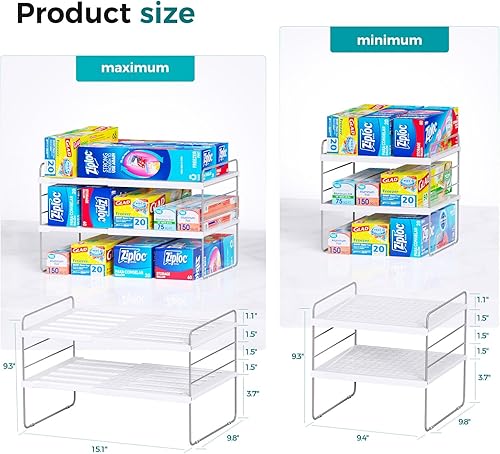 Miniatura 9 de Oylik Kitchen Wrap Organizer 2 Pack, Expandable Foil and Plastic Wrap Organizer Shelves, 3 Tier Height Adjustable, Kitchen Cabinet Counter Storage