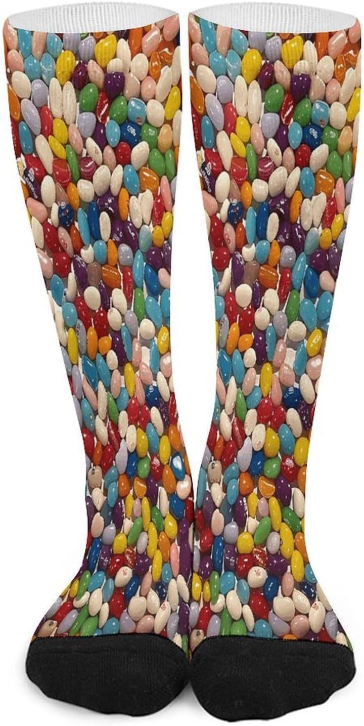 Assorted Jelly Beans Socks Casual Athletic Long Sock Lightweight Sport Crew Sock Cozy Work Boot Socks for Hiking Sports Running Workout Gym