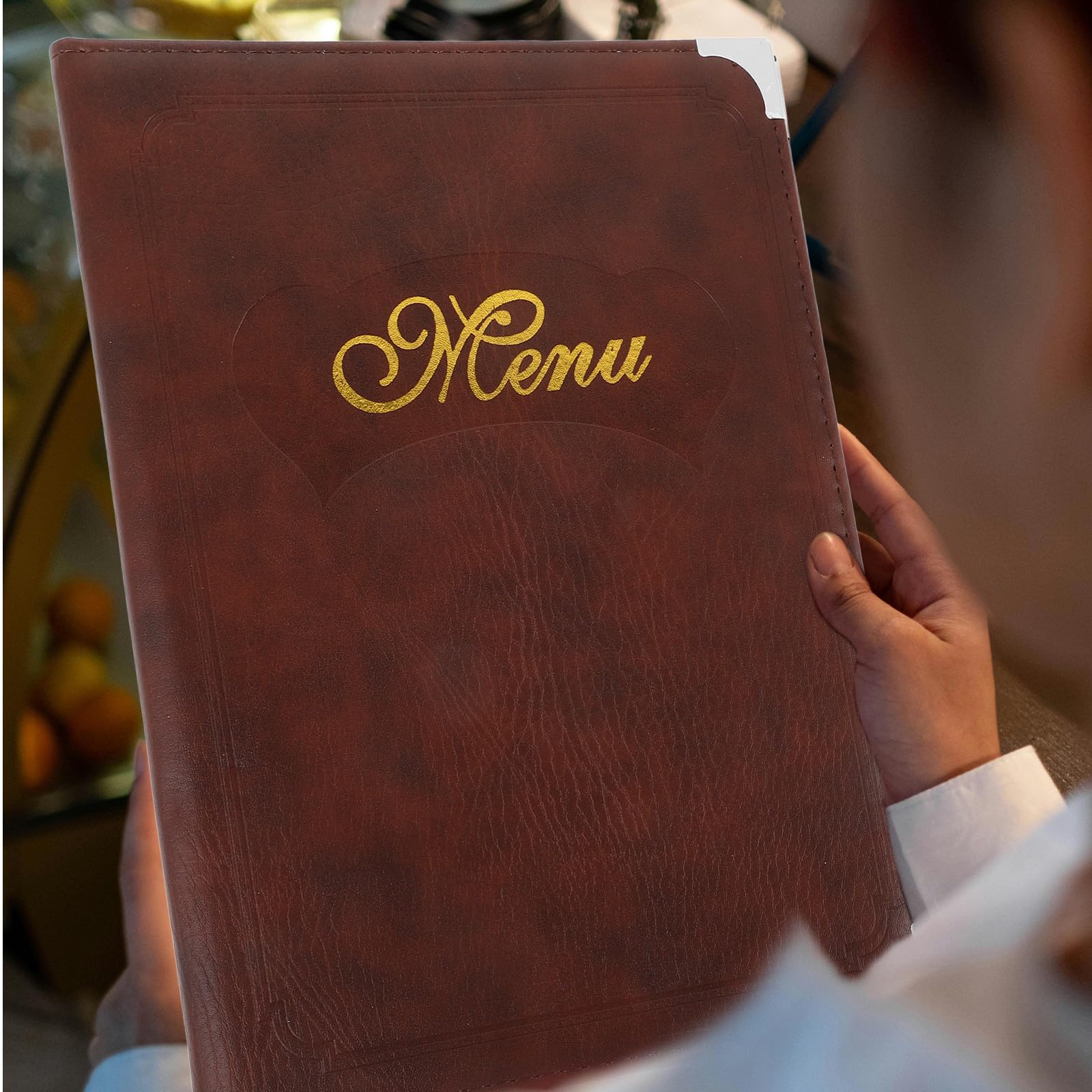 Libro de Menús de Restaurante A4 Cubierta de PVC Transparente y Piel Sintética Café Carpeta Práctica y Resistente para Mesas de Comedor Portamenús Compacto para Servicio de