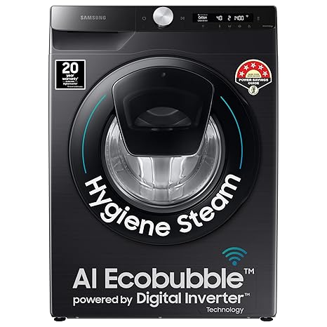 Samsung 8 Kg 5 Star Wi-Fi Inverter Fully-Automatic Front Loading Washing Machine (WW80T554DAB1TL, Black Caviar, In-Built Heater)