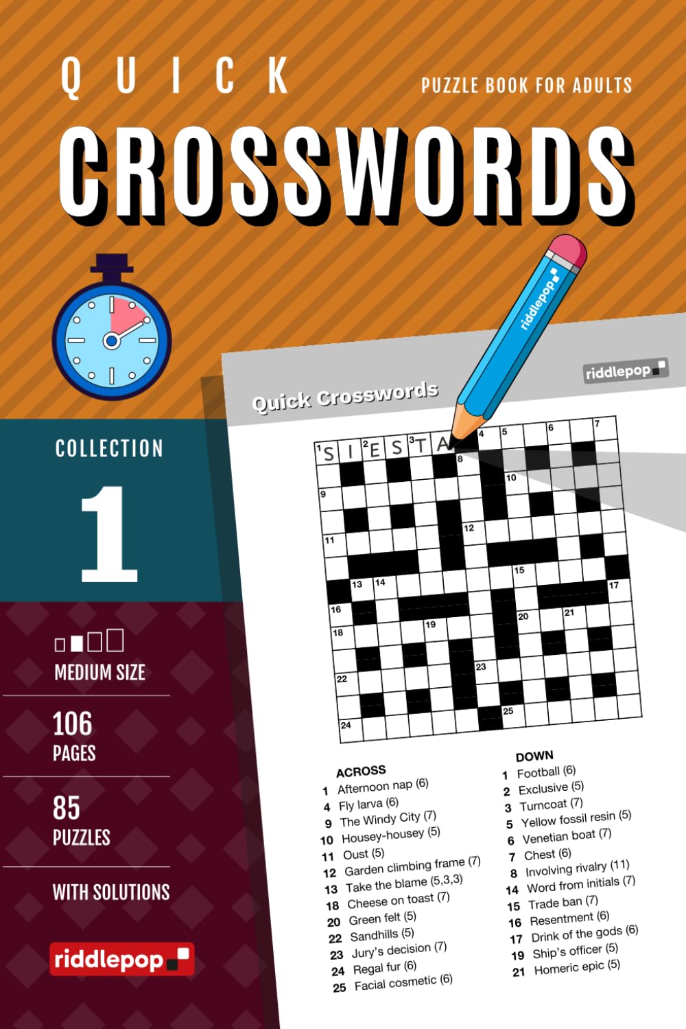 Quick Crosswords - Puzzle Book for Adults - Collection 1