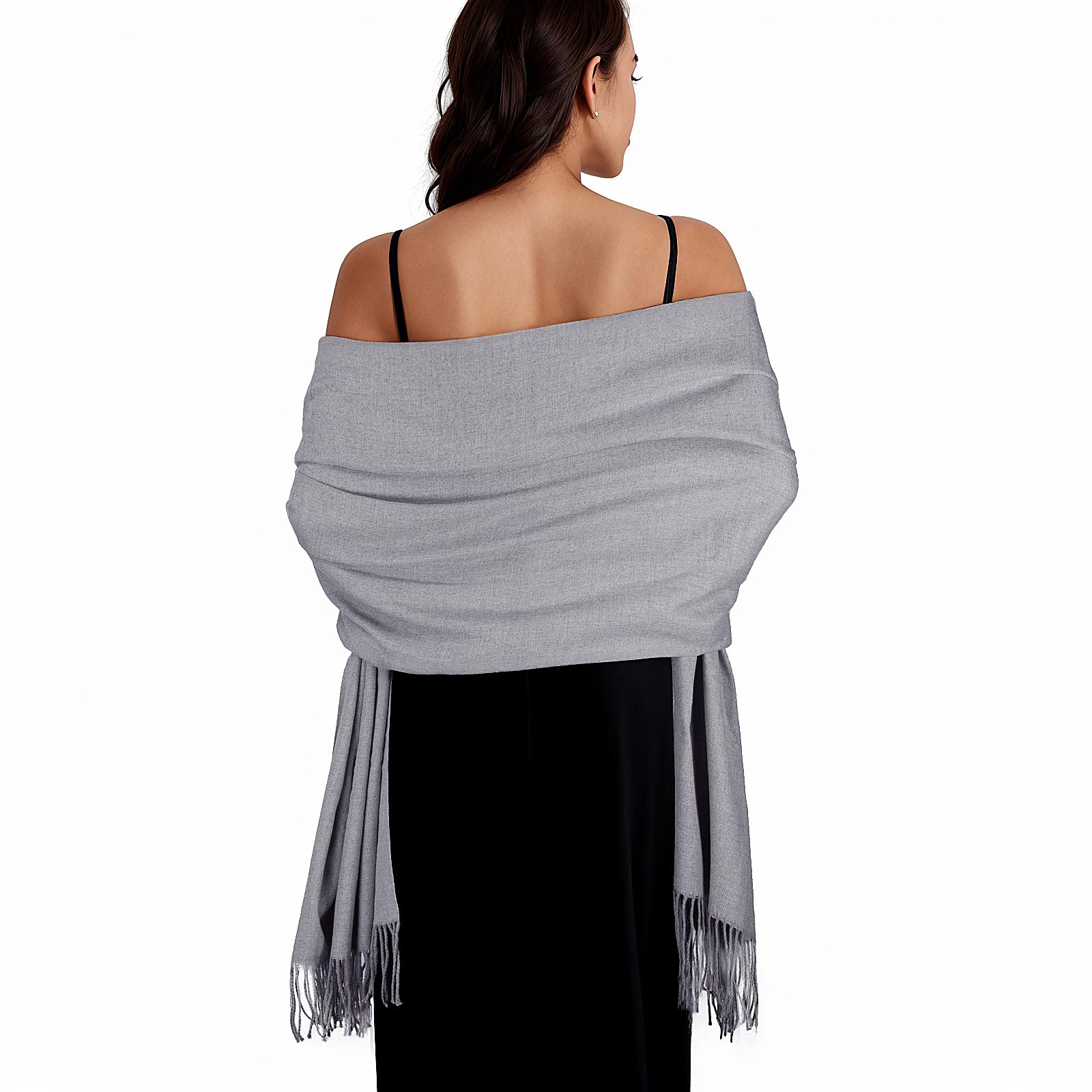 Swat Pany Women's Grey Scarf Pashmina Shawls And Wraps Winter Scarfs For Wedding