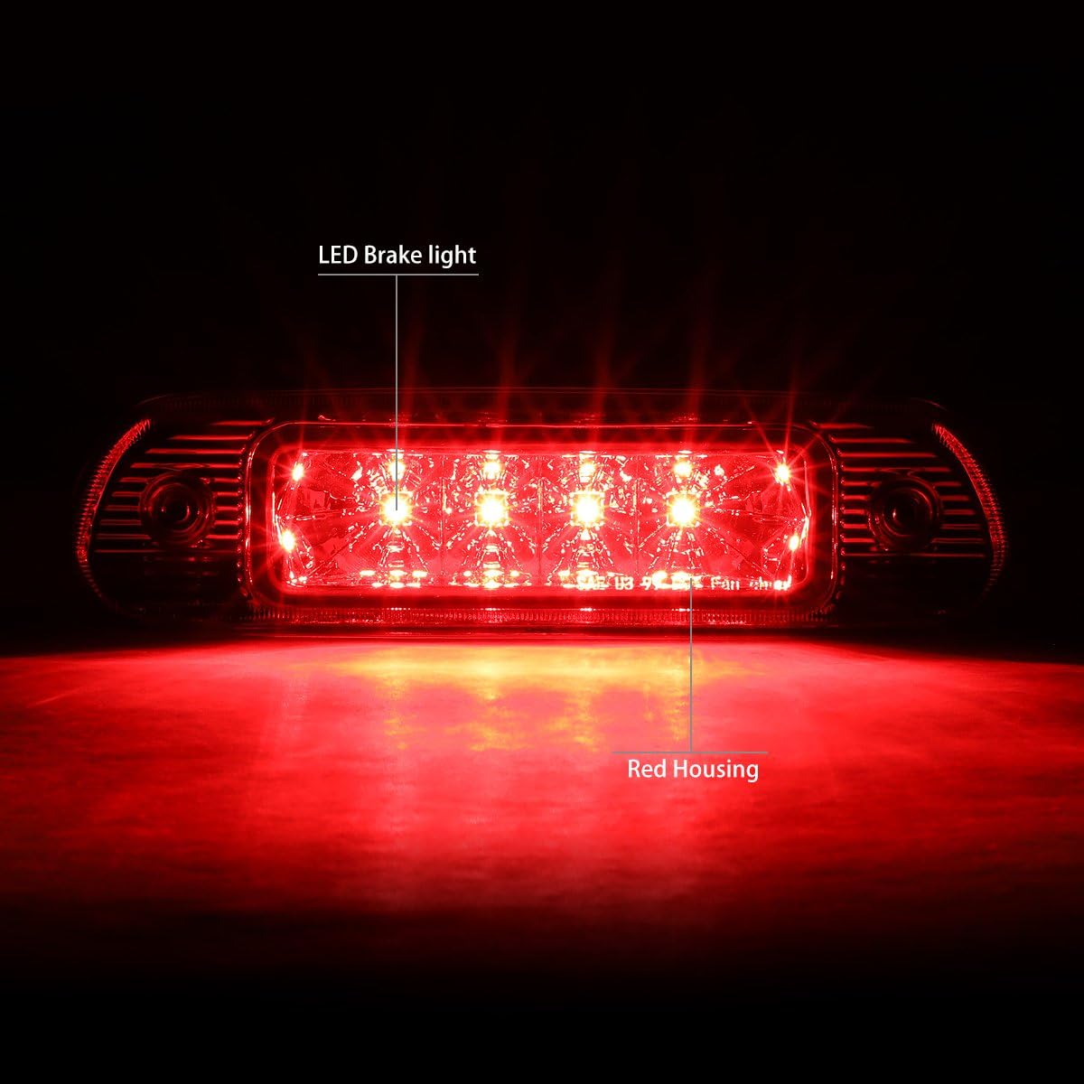 DNA MOTORING 3BL-JGC99-LED-RD Red Lens LED Third Tail Brake Light [Compatible with 99-04 Jeep Grand Cherokee]