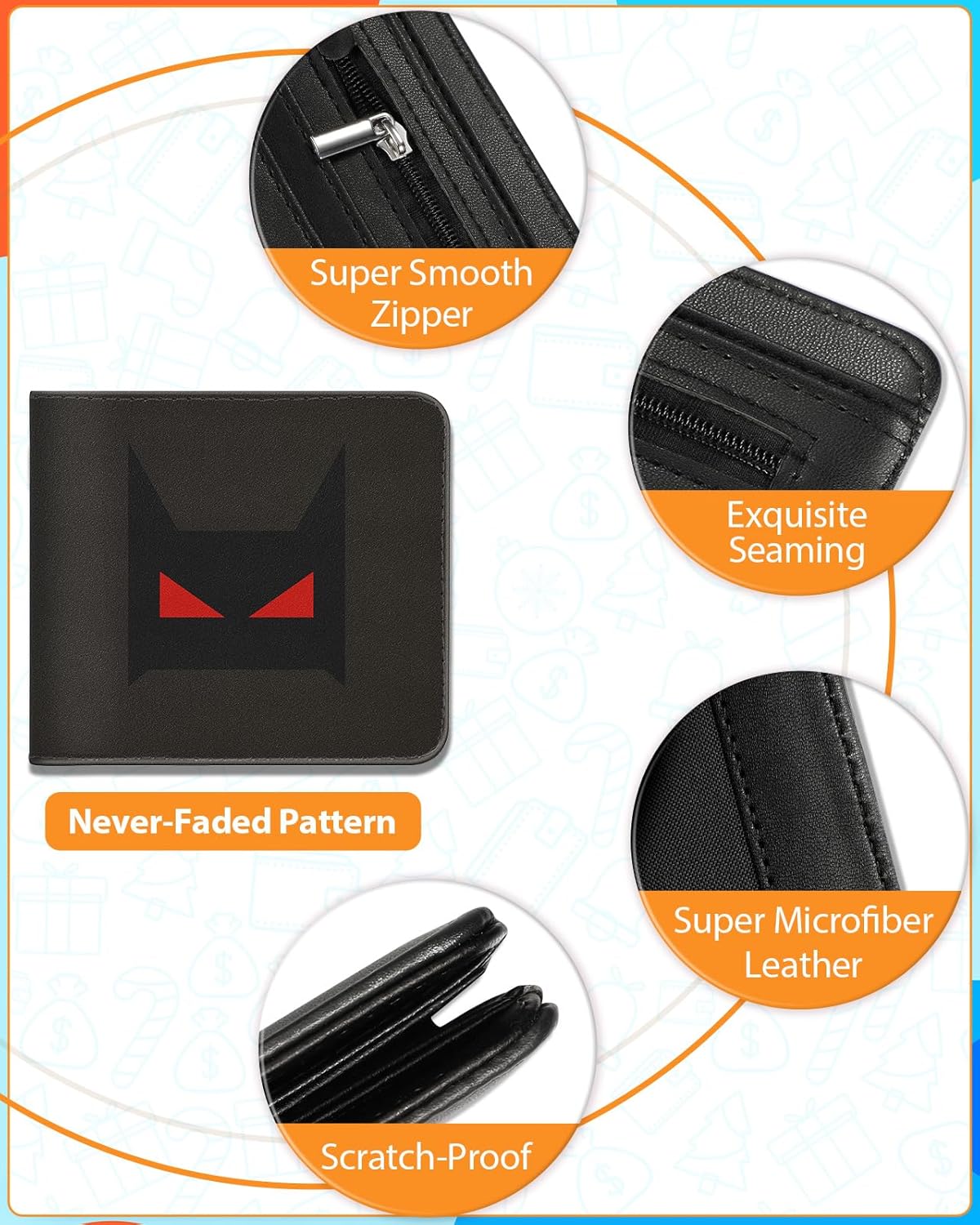 Bistup Boys Wallet Cute Leather Wallet - Credit Card Cash Id Holder Rfid Blocking Bifold Small Wallets With Coin Pocket Id Window Slim for Teen Boys Little Boy Men Youth Guys Cool Cartoon Black - Image 5