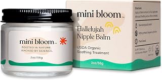 Mini Bloom Hallelujah Nipple Balm | USDA ORGANIC Soothing Ointment | Restores Dry, Cracked, Sensitive Nipples | Lanolin-Free, Made w/ Aloe, Calendula, Olive & Sunflower Seed Oils | 2 oz