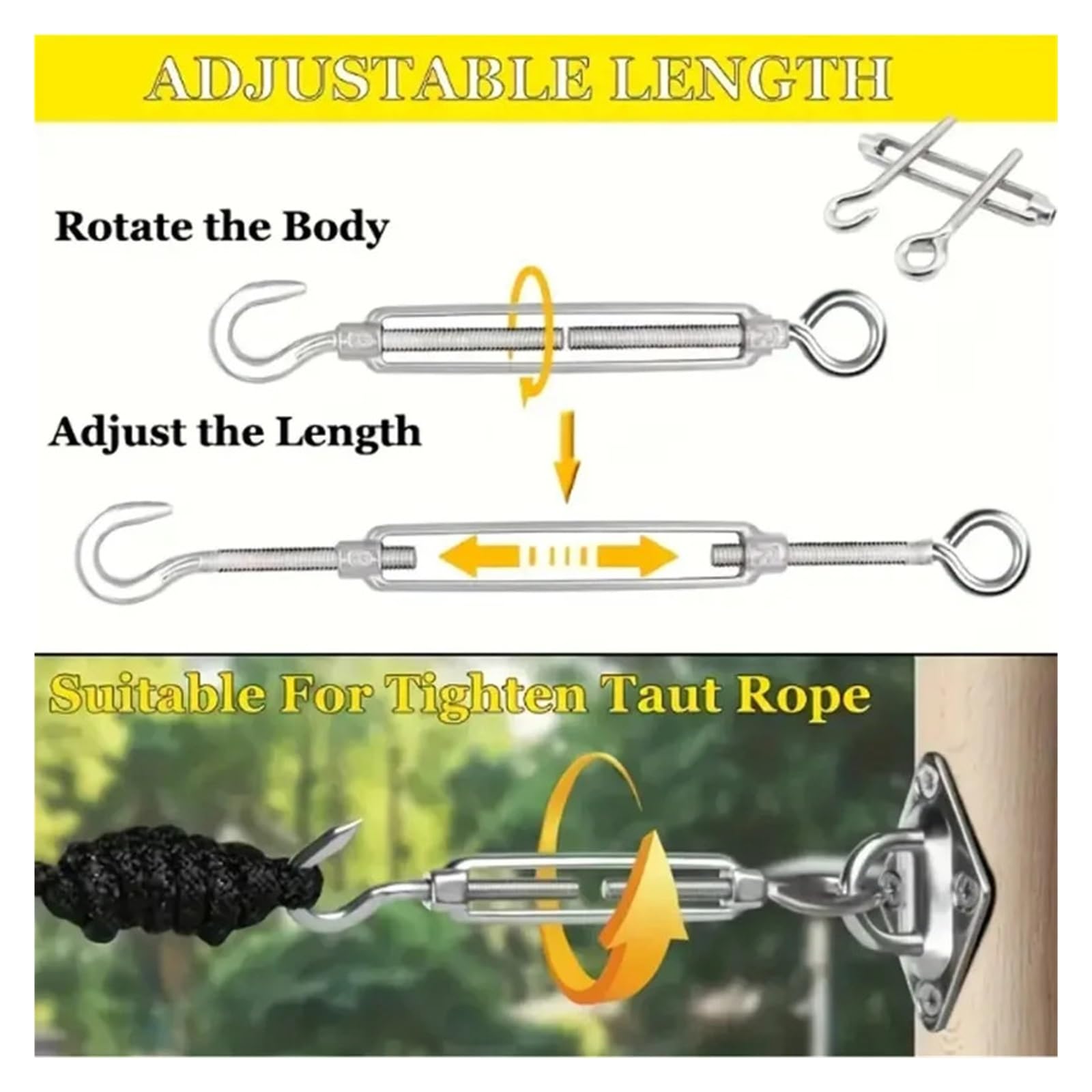 10/1 tenditore regolabile in acciaio inox con occhiello, tenditore per corda metallica, stringicavo per stendibiancheria, hardware marino M4 M5 M6 (M5, 1 pz)