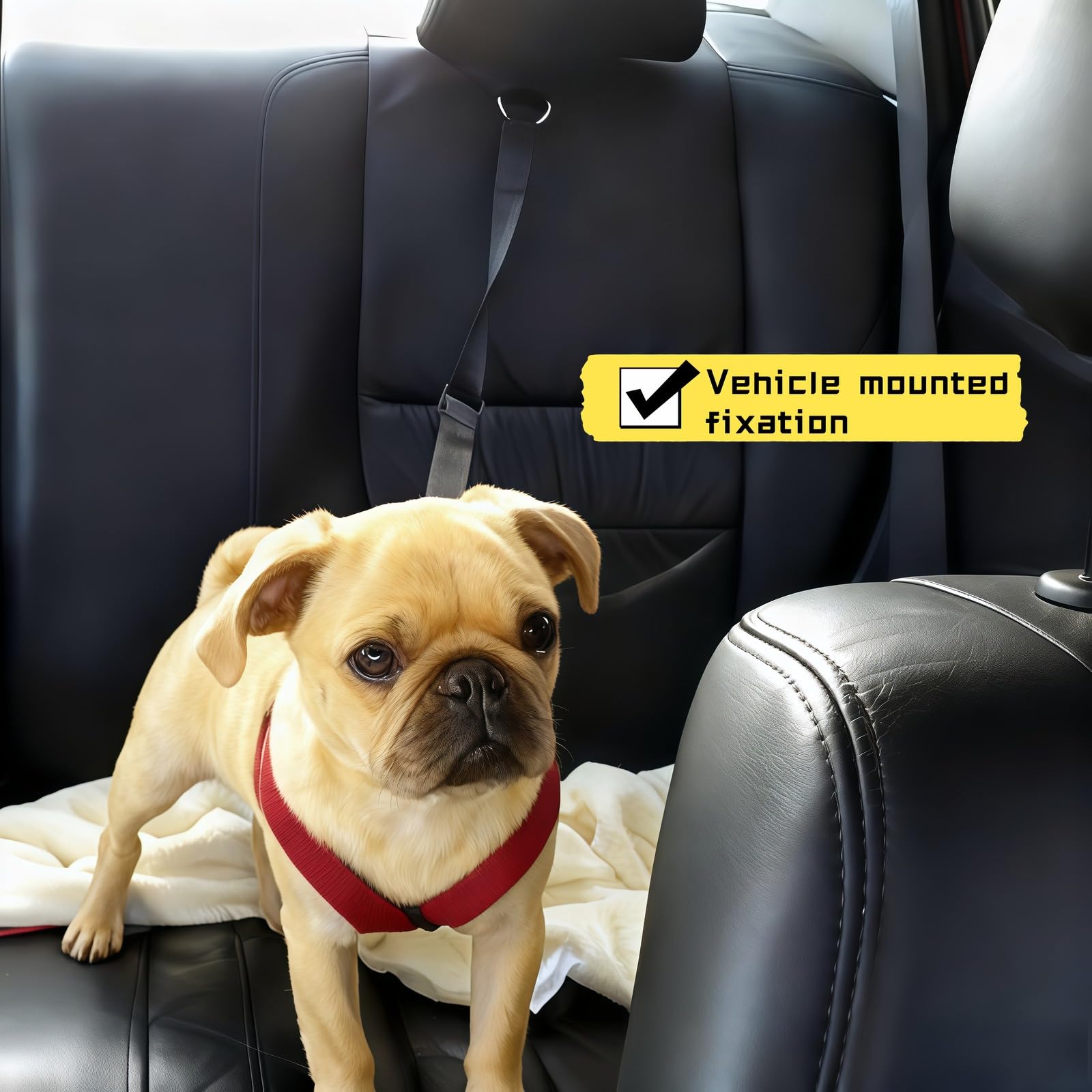 2-in-1 Car Seat Belt for Dogs, Headrest Dog Safety Harness & Leash - Adjustable Nylon Vehicle Pet Restraint, Tangle-Free Travel Solution for Small to Medium Dogs, 2-Pack - image 4