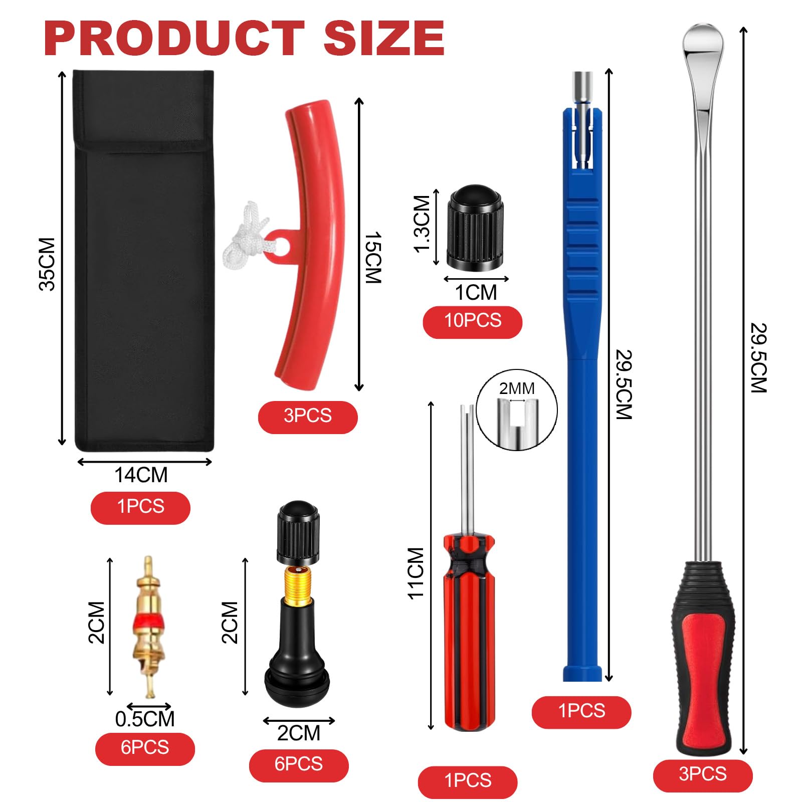 31 Pezzi Riparazione Pneumatici Moto, Leve Smontagomme, Smontagomme Moto, Piede Porco per Gomme, Protezione Cerchi, Leva Gomme, per Biciclette, Auto, Pneumatici, Scooter