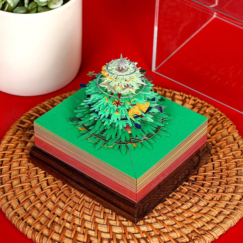 Notatnik 3D Choinka, papierowa rzeźba artystyczna, karteczki samoprzylepne 3D, wygodne karteczki pocztowe, choinka kawaii, kalendarz artystyczny, rzeźba, prezent świąteczny dla kolegi przyjaciela