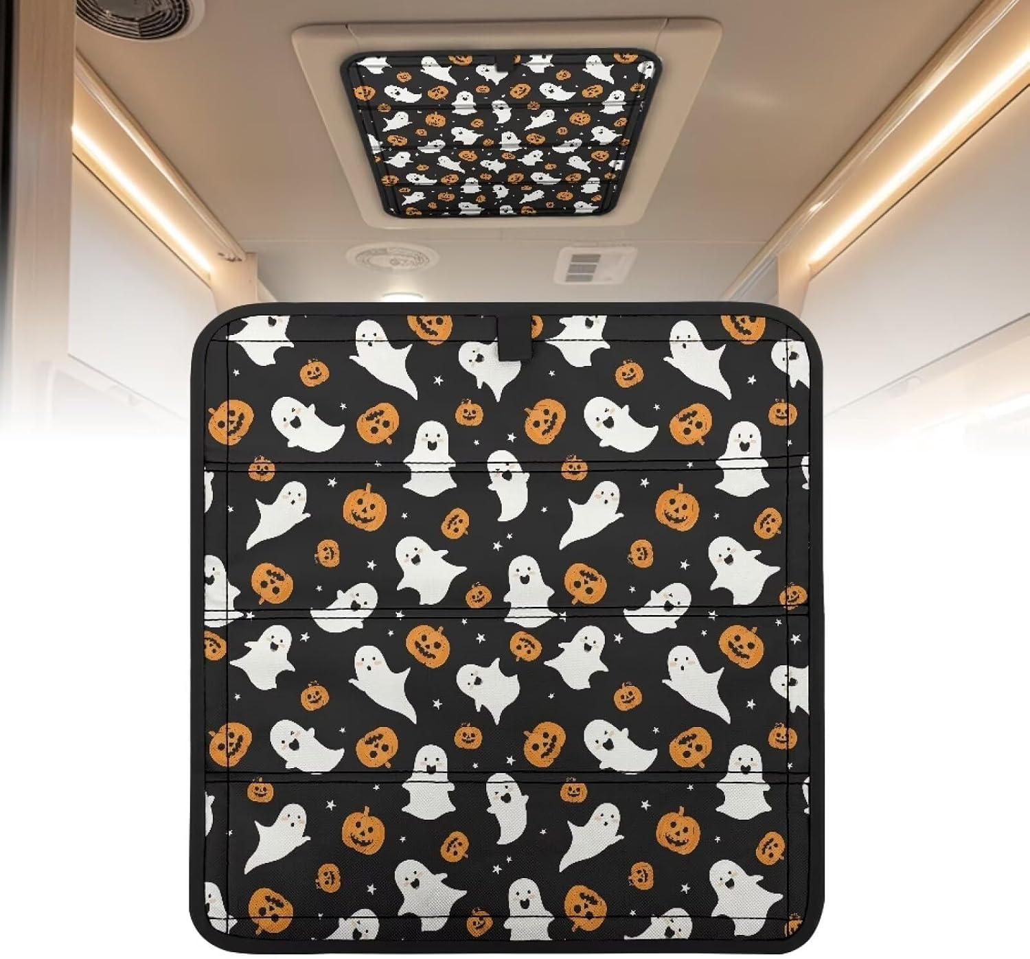 Snowy Mountain RV Roof Vent Cover,16.54×16.54 Inch Foldable Magnet RV Blackout Window Shade Sun Cover, UV Rays Protection,Waterproof Camper Trailer Window Covers with Storage Bag