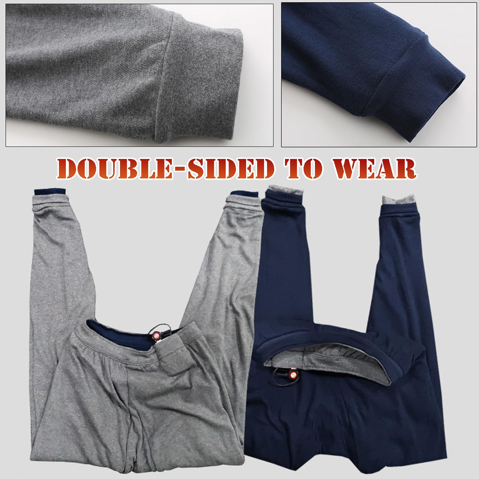 Uomo Elettrico Riscaldato Pantaloni Morbido Pile Foderato Lungo Johns, Doppio Lato Reversibile Leggings Intimo Termico Inferiore