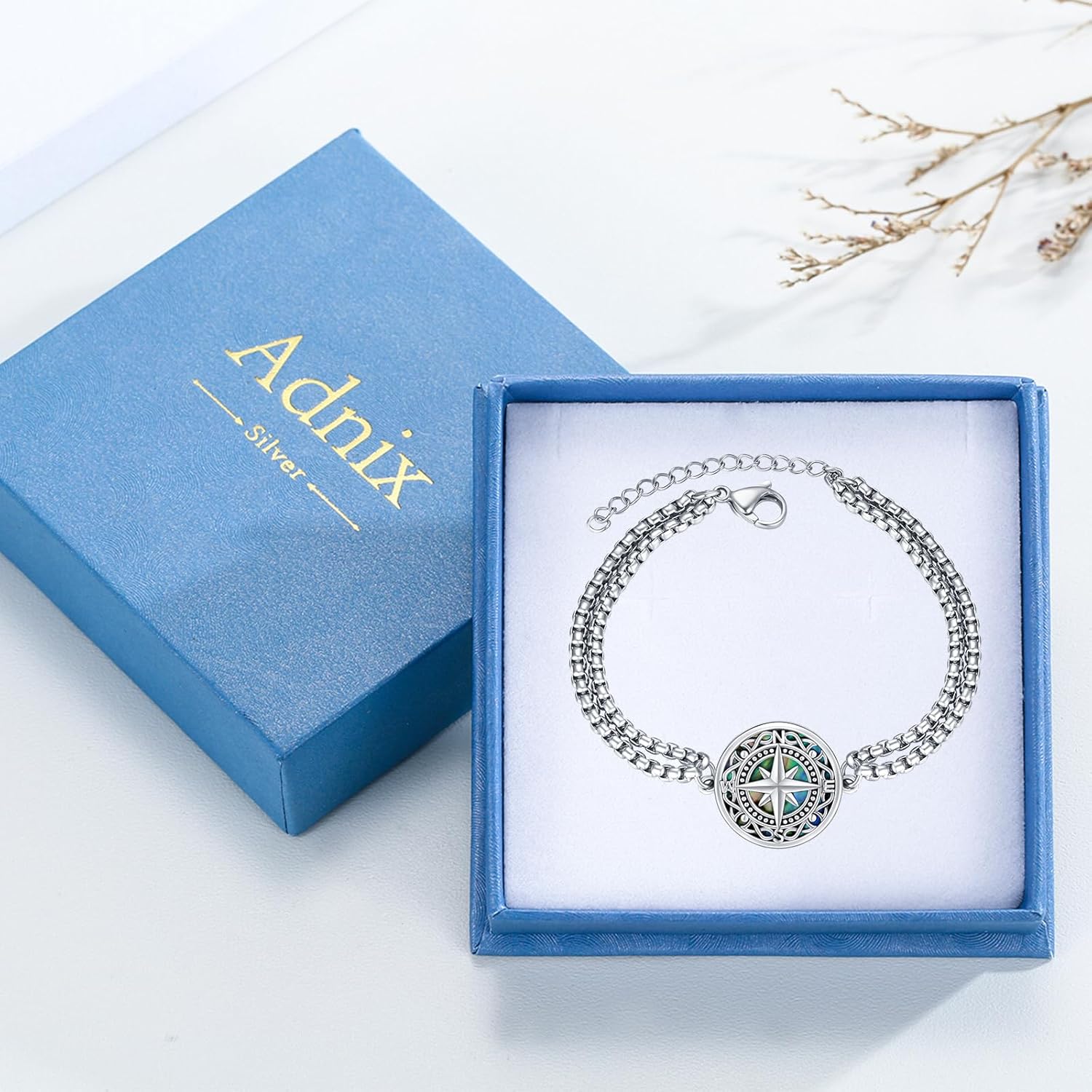 Compass Bracelet/Urn for Women 925 Sterling Silver Compass Bracelet for Graduation Cetic/Birthstone Jewelry Bracelet for Women - Image 7