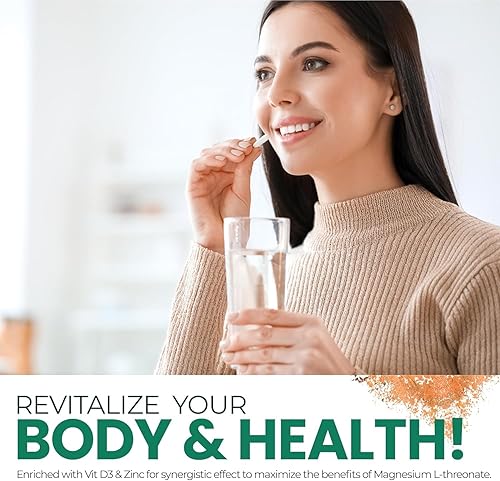 Miniatura 4 de L-treonato de magnesio con vitamina D3 y zinc para apoyar el sueño, funciones musculares, equilibrio electrolítico y apoyo inmunológico I Sin
