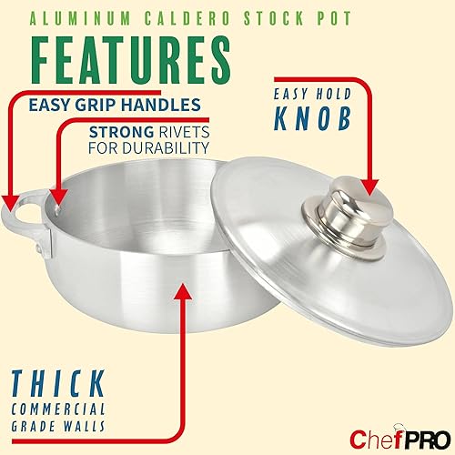 Miniatura 2 de Cacerola de aluminio CALDERO de Chef PRO, rendimiento de cocción superior para una distribución uniforme del calor, perfecta para servir grupos