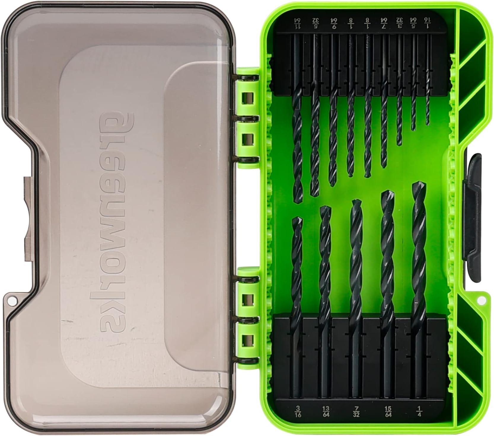 Greenworks 14 Pcs Black Oxide Drilling Bit Set,135 Degree Split Point, Black Oxide Coated, For Plastic, Wood and Metal