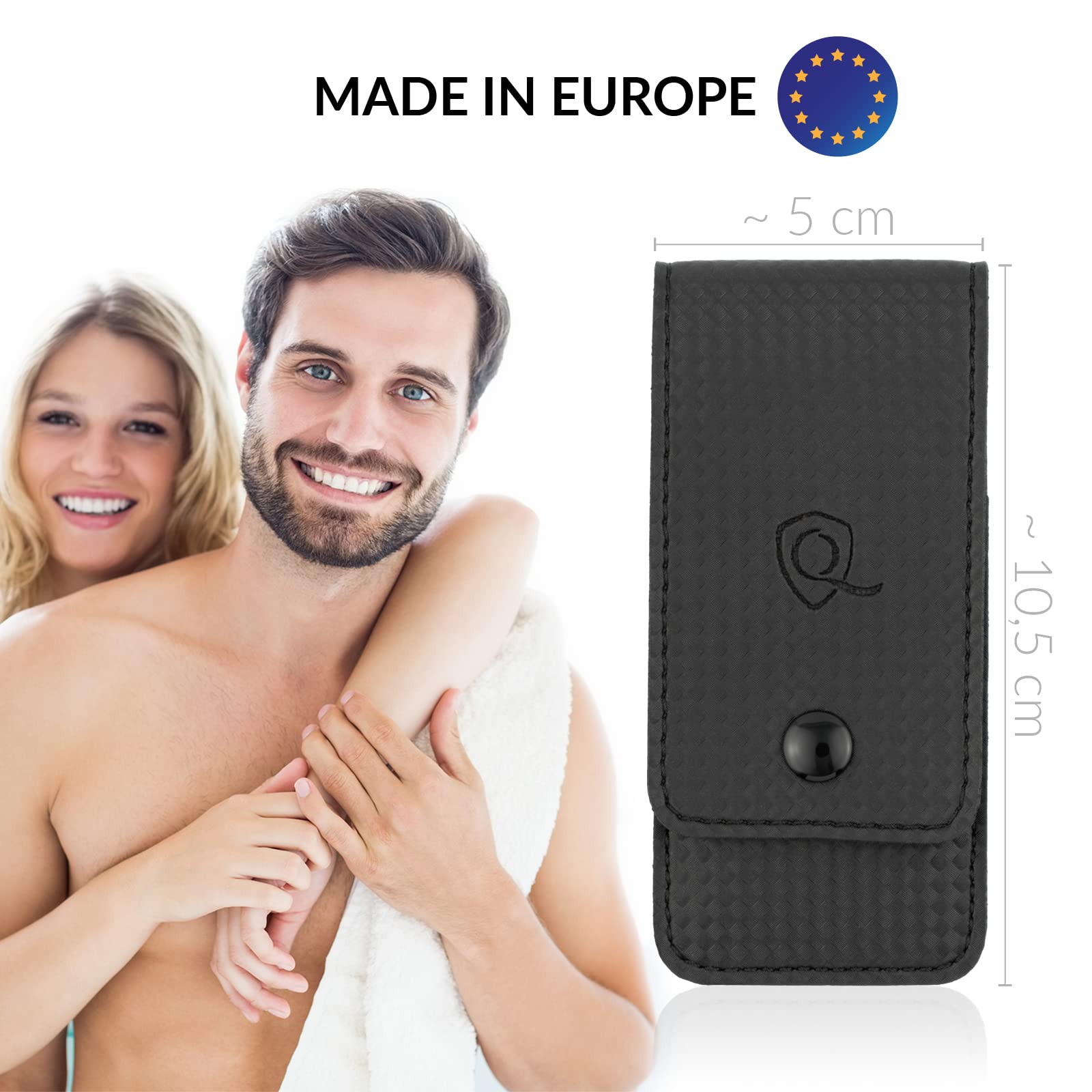 marQus Maniküre Set 4 teilig praktisch und kompakt- mit Feile aus Solingen, das praktische Nagelpflegeset für alle Fälle und Taschen, Reise Nageletui Farbe: Schwarz