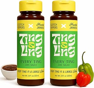 Ting A Ling Jerk Sauce - 2-Pack (11oz each) | Every Ting Jamaican Scotch Bonnet Pepper Sauce with Spices | Sweet & Spicy Finishing Seasoning for Chicken, Veggies, Rice & More | Authentic Island Flavor