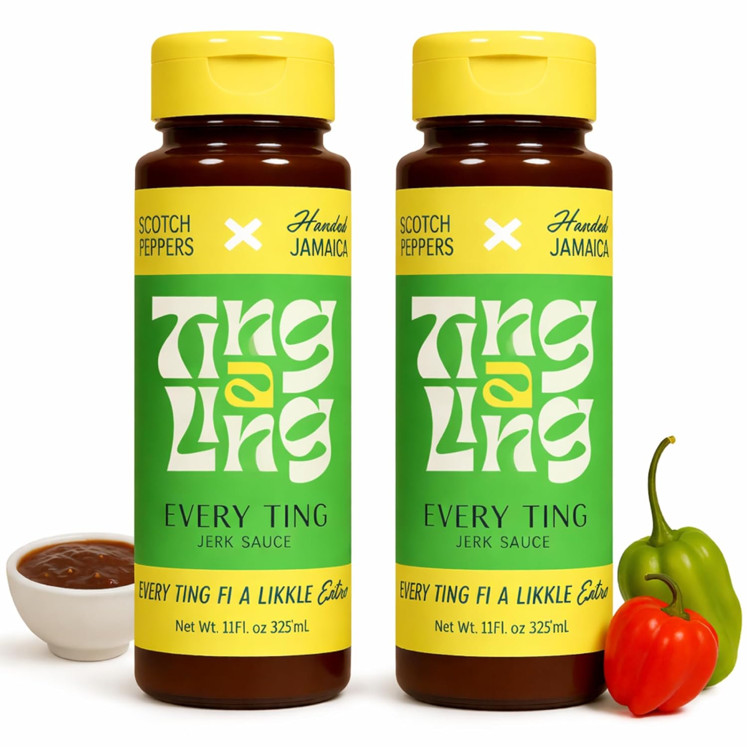 Ting A Ling Jerk Sauce - 2-Pack (11oz each) | Every Ting Jamaican Scotch Bonnet Pepper Sauce with Spices | Sweet & Spicy Finishing Seasoning for Chicken, Veggies, Rice & More | Authentic Island Flavor