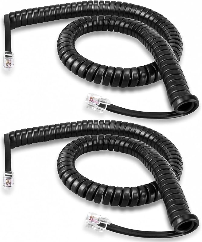 EZYUMM Phone Cord for Landline, 2 Pack Black Handset Telephone Cord, 10Ft Uncoiled(1.5 FT Coiled) Universal Replacement Cable for Desk & Wall Phones