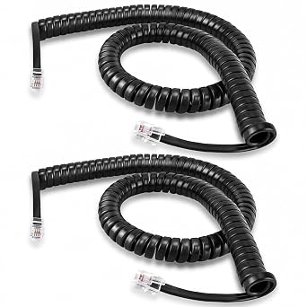 EZYUMM Phone Cord for Landline, 2 Pack Black Handset Telephone Cord, 10Ft Uncoiled1.5 FT Coiled Universal Replacement Cable for Desk & Wall Phones
