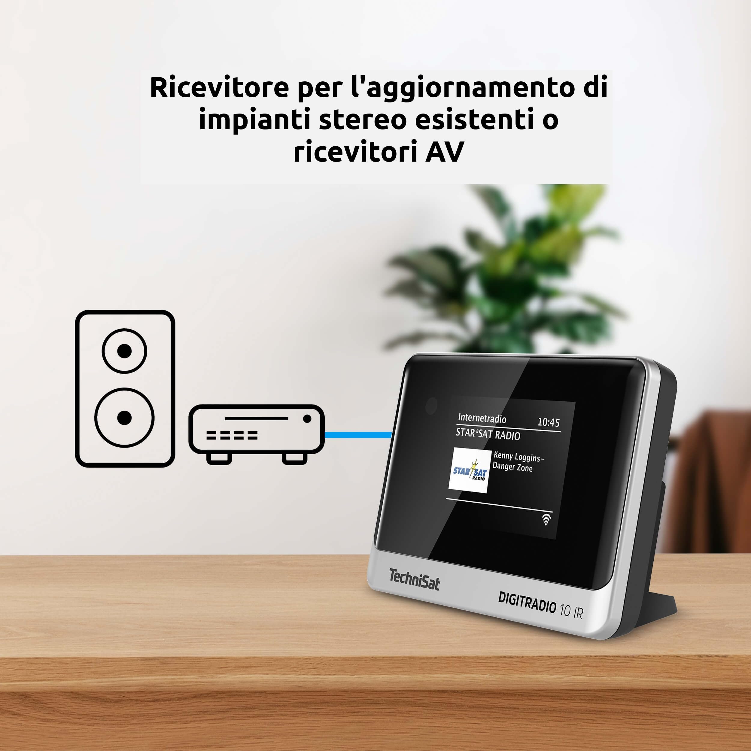TechniSat DIGITRADIO 10 IR - adattatore radio DAB+ e Internet (WLAN, display a colori,Bluetooth, telecomando, sveglia, cavo di collegamento audio, per l'aggiornamento di impianti hi-fi esistenti)