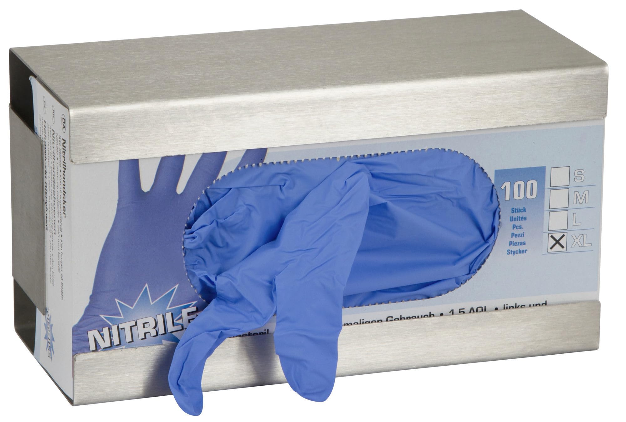Kerbl 15339 - Supporto da parete per guanti usa e getta, in acciaio INOX