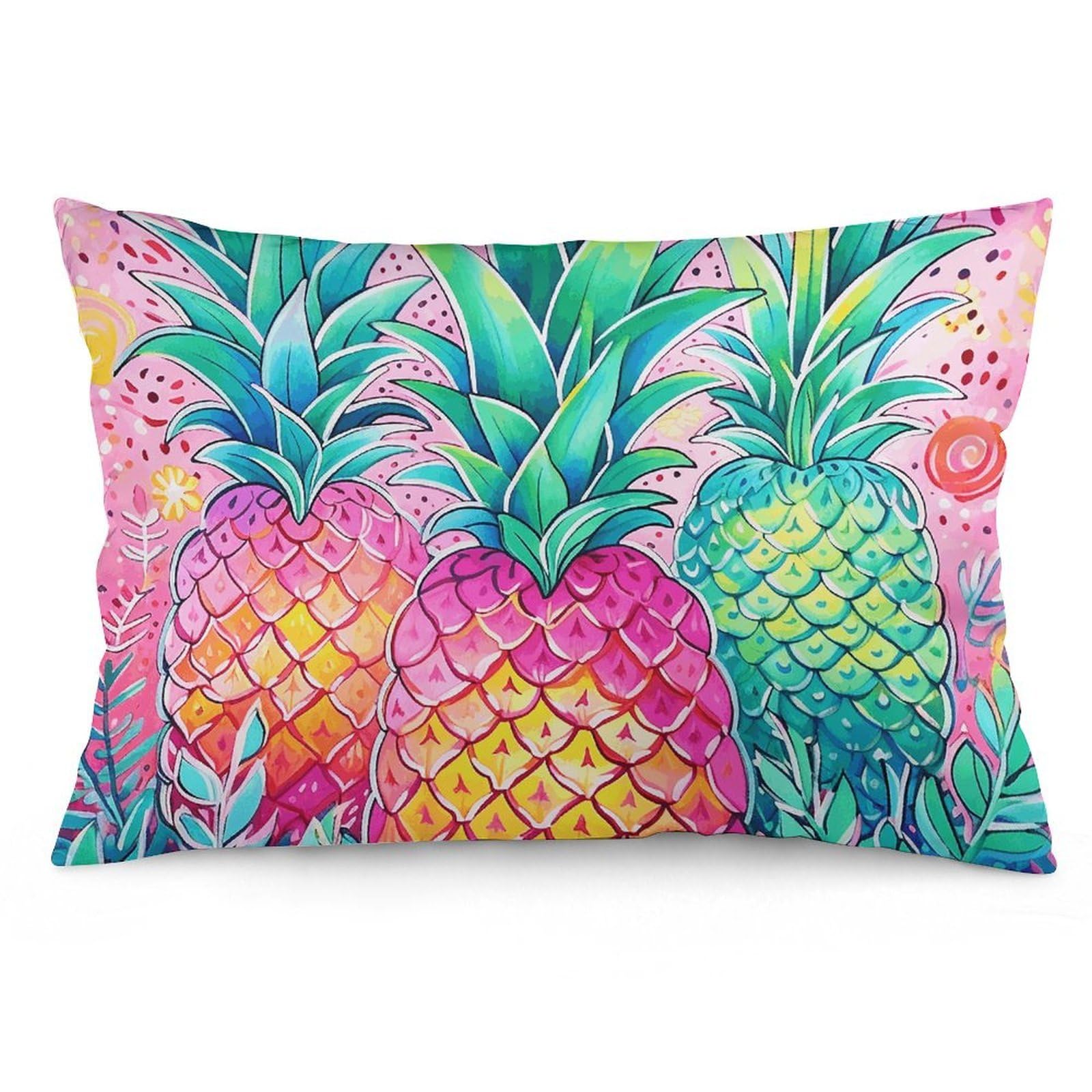 NTVOWPZO 2 Pack Decoration Throw Pillow Covers 16 "x24 Pillowcases Covers Three Big Pineapples Pillowcases Modern Farmhouse Home Decor Sofa Cushions Covers for Couch Bed Living Room