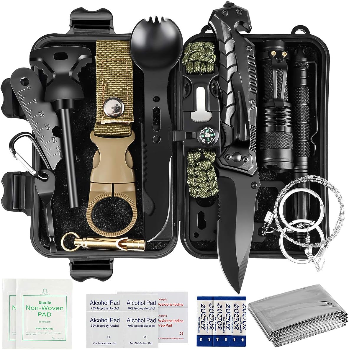 Gifts for Men Dad Husband Fathers Day, 35 in 1 Survival Gear and Equipment, Birthday Gift Ideas for Him Teenage Boy Cool Gadget, Emergency Survival Kit for Camping Hiking Hunting Outdoors Adventures