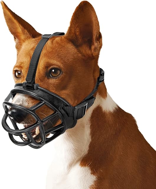 Nobleza Dog Muzzle for Medium Dog Breathable Dog Training Muzzle Adjustable Dog Basket Muzzle Dog Muzzle to Prevent Barking Biting Chewing and Eating Dog Mouth Cover Allows Panting and Drinking, Black
