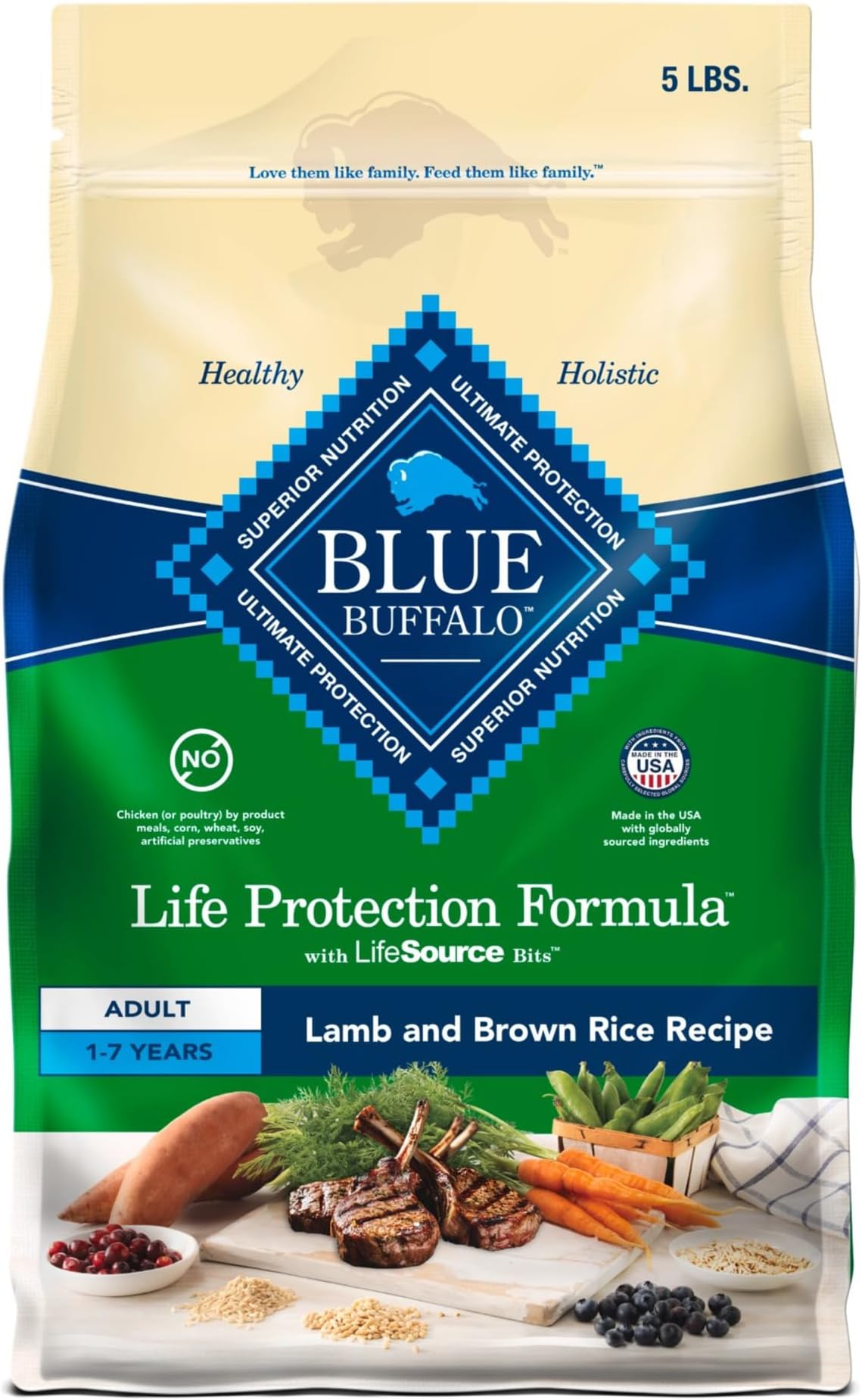 Life Protection Formula Adult Dry Dog Food, Helps Build and Maintain Strong Muscles, Made with Natural Ingredients, Lamb & Brown Rice Recipe, 5-lb. Bag