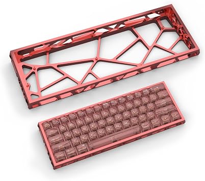 kutethy KY60 Hollow Out Aluminum Keyboard Case,60% Mechanical Keyboard Shell Custom Keyboard Barebones Compatible with Wooting60 Mad60 Win60 GH60 60HE Red