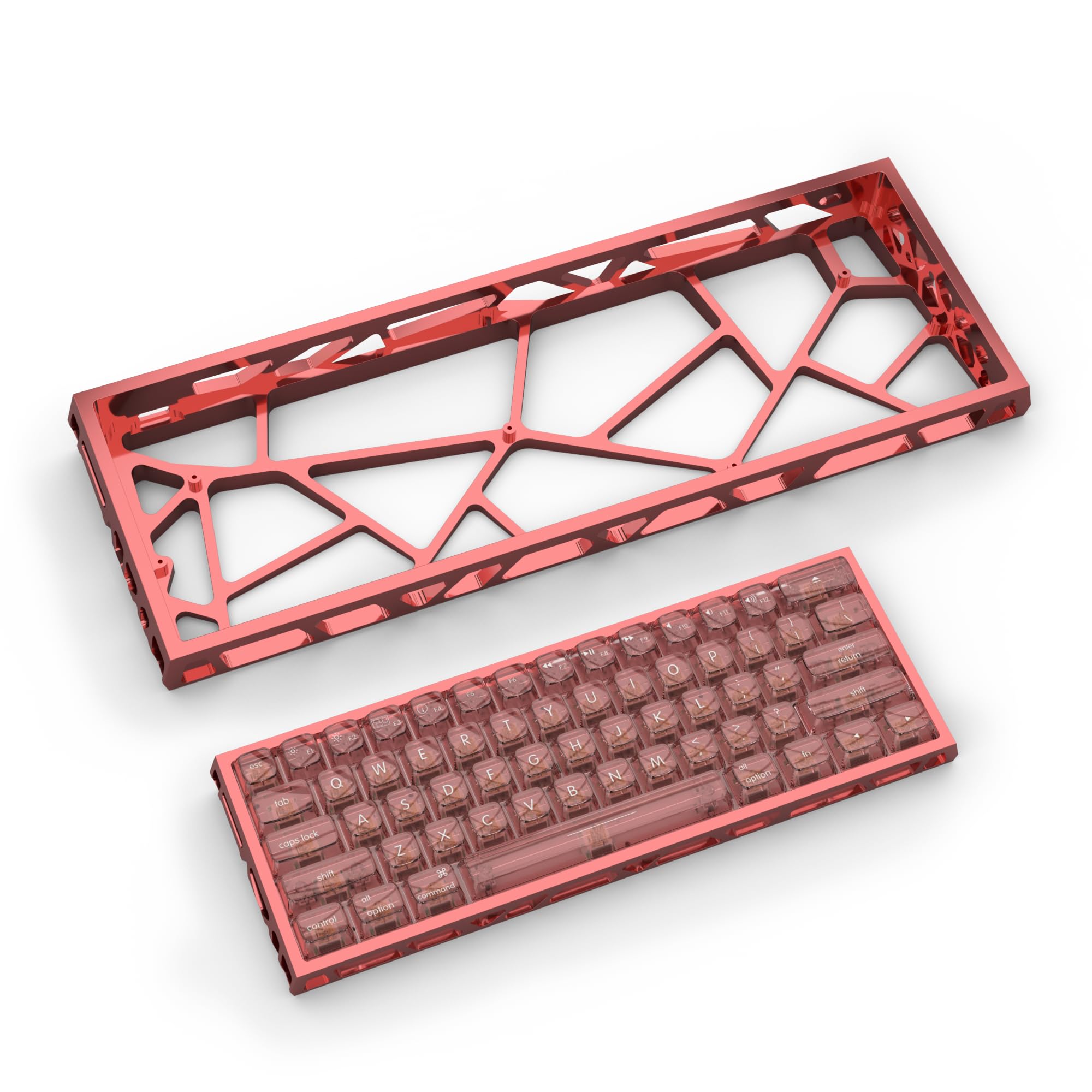 kutethy KY60 Hollow Out Aluminum Keyboard Case,60% Mechanical Keyboard Shell Custom Keyboard Barebones Compatible with Wooting60 Mad60 Win60 GH60 60HE (Red)