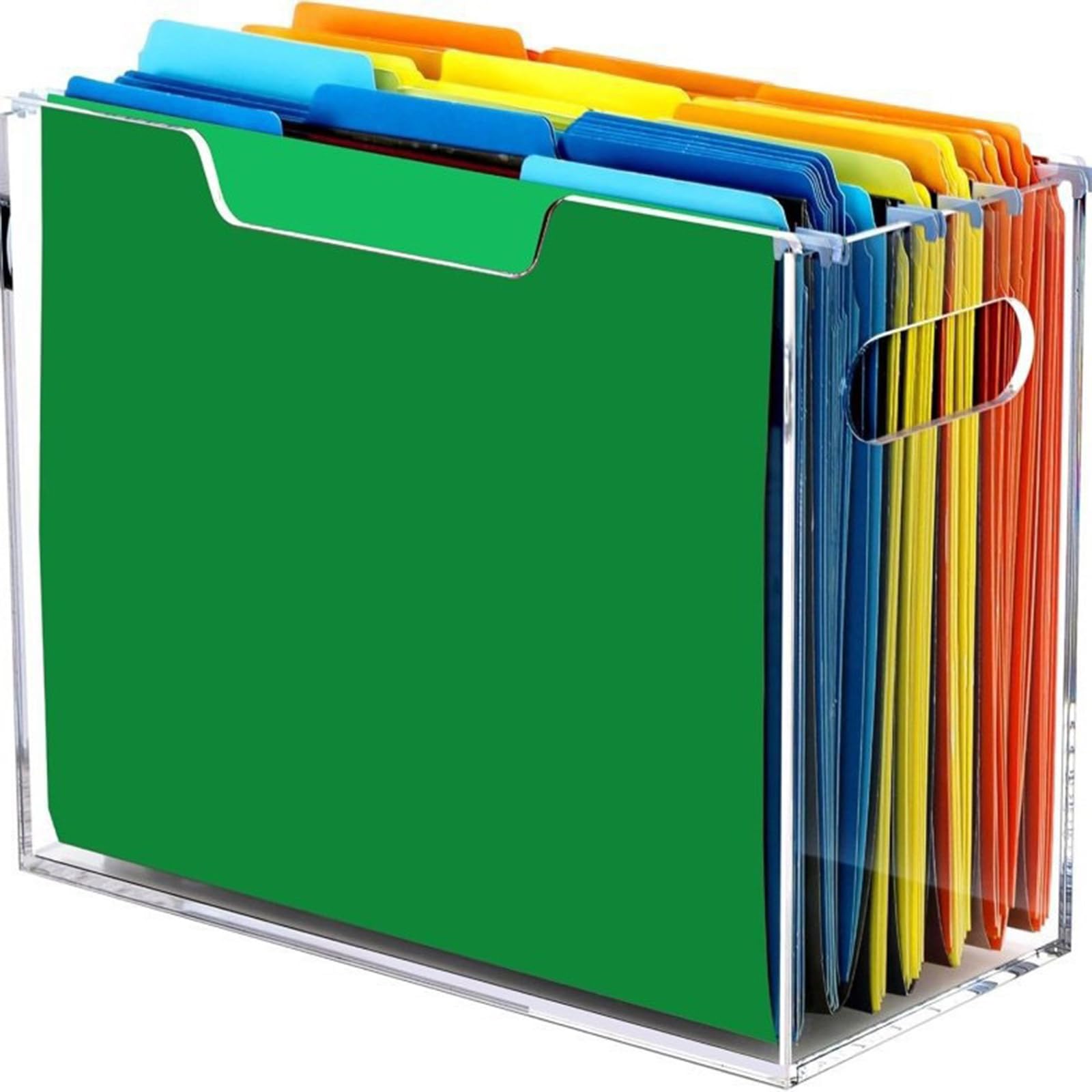 Portable Handle Clear Acrylic Desktop Folder Storage Organiser Clear Folder