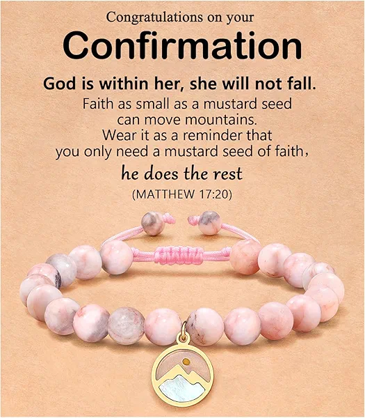 Eryuor Silver/Gold Move Mountains-Mustard Seed Baptism Bracelet Catholic Christian Confirmation Easter Christmas Gifts