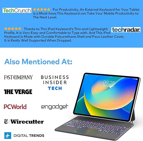 Miniatura 14 de Funda de teclado para iPad Air de 11 pulgadas (M3 2025 / M2 2024) y iPad Pro de 11 pulgadas (1ª/2ª/3ª/4ª generación), funda magnética con teclado