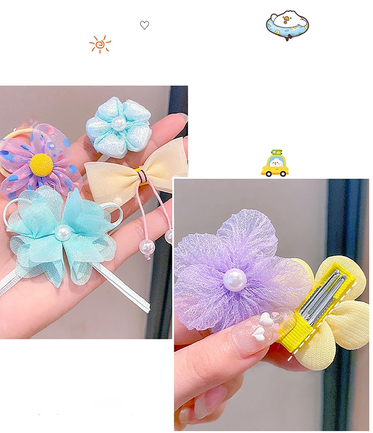20pcs Cute Hair Clips Fashion Hair Accessories with Bows Butterfly Flower Non-slip Metal Snap Pins Party Decor (C yellow2 20pcs)