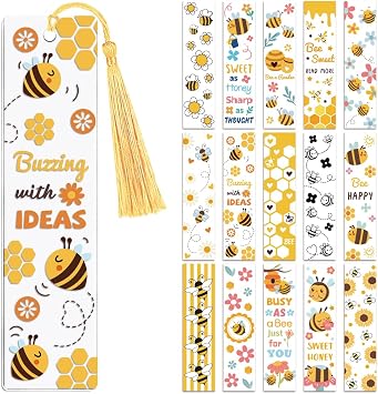 Peacoblue Bee and Flowers Bookmark Wraps, UV DTF Transfer 30PCS