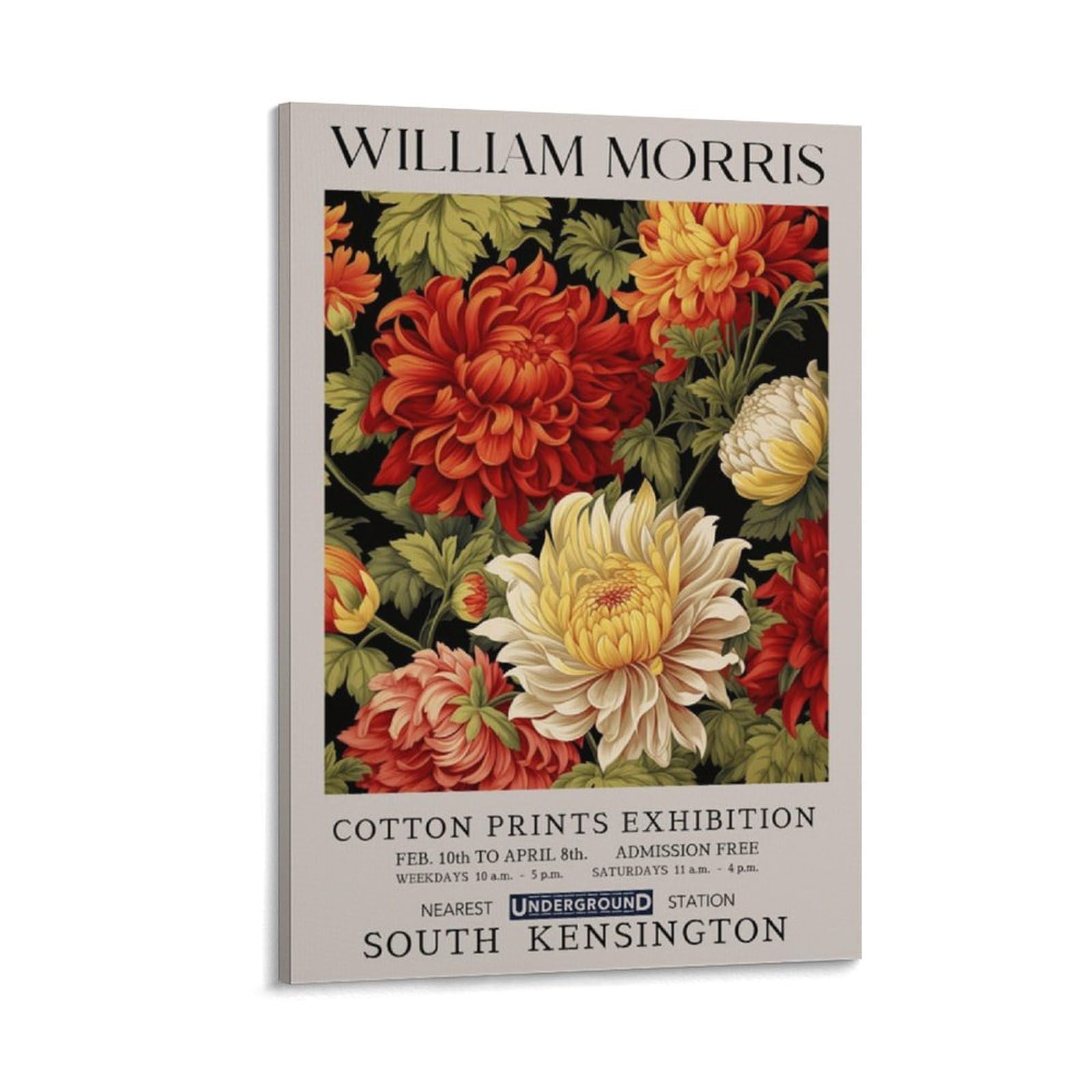 William Morris Vintage Red Peony Floral Flower Poster Canvas Wall Art Farmhouse Gallery Aesthetic Room Decor For Bedroom Bathroom 08x12inch(20x30cm)