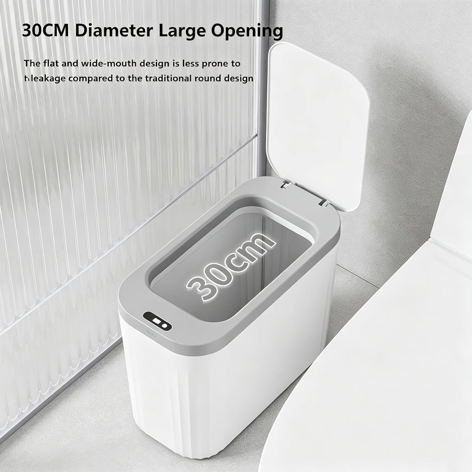 Smart Sensor Trash Can Battery Operated Bathroom Trash Can with Lid Hand-Wave Sensing Wide Opening IPX5 Waterproof Slim Design for Bathroom, Kitchen, Bedroom, Office, White,Black (Black, 12)